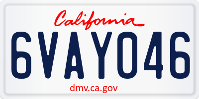 CA license plate 6VAY046