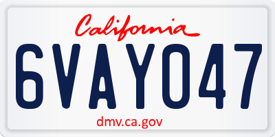 CA license plate 6VAY047