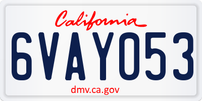 CA license plate 6VAY053