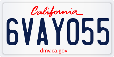 CA license plate 6VAY055