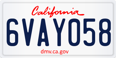 CA license plate 6VAY058