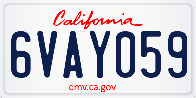 CA license plate 6VAY059