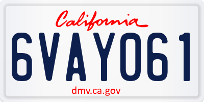 CA license plate 6VAY061
