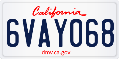 CA license plate 6VAY068