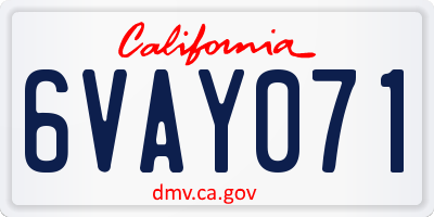 CA license plate 6VAY071