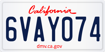 CA license plate 6VAY074