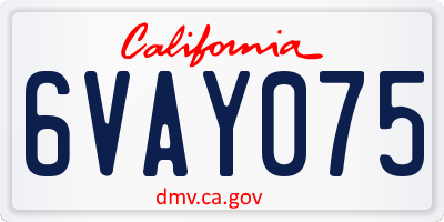 CA license plate 6VAY075