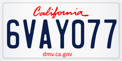CA license plate 6VAY077