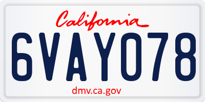 CA license plate 6VAY078