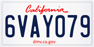 CA license plate 6VAY079