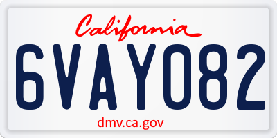 CA license plate 6VAY082