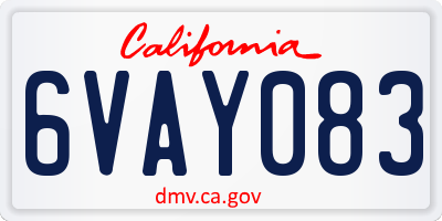 CA license plate 6VAY083