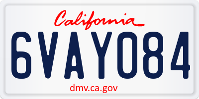 CA license plate 6VAY084