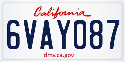CA license plate 6VAY087