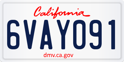 CA license plate 6VAY091