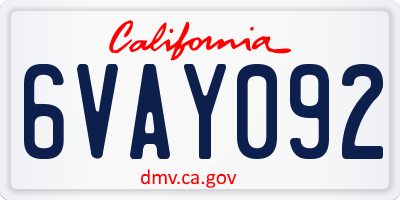 CA license plate 6VAY092