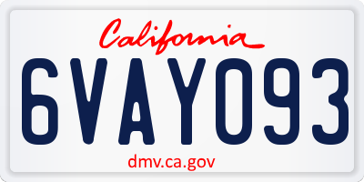 CA license plate 6VAY093