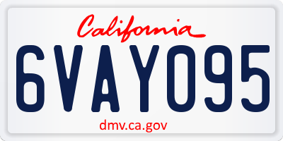 CA license plate 6VAY095