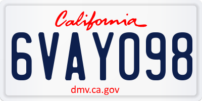 CA license plate 6VAY098