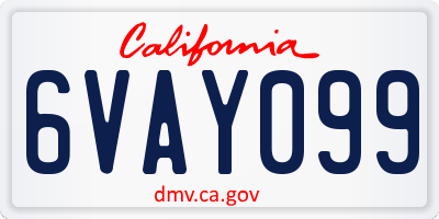 CA license plate 6VAY099