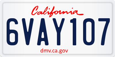 CA license plate 6VAY107