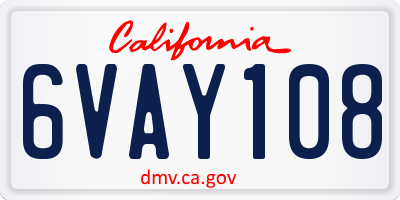 CA license plate 6VAY108