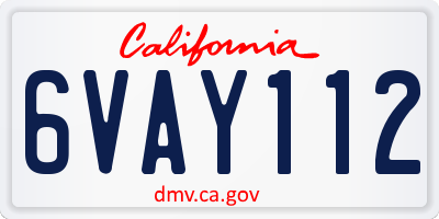CA license plate 6VAY112