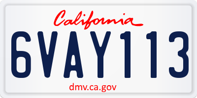 CA license plate 6VAY113