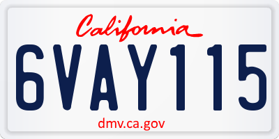 CA license plate 6VAY115