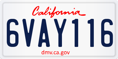 CA license plate 6VAY116