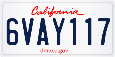CA license plate 6VAY117