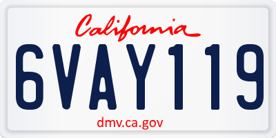 CA license plate 6VAY119