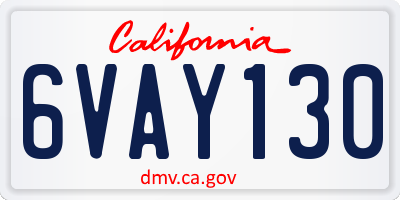 CA license plate 6VAY130