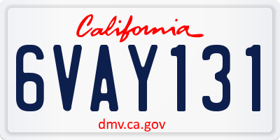 CA license plate 6VAY131