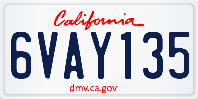 CA license plate 6VAY135