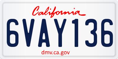 CA license plate 6VAY136