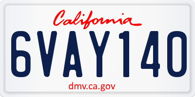 CA license plate 6VAY140