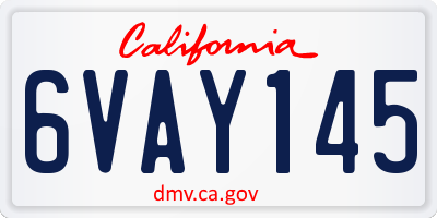 CA license plate 6VAY145