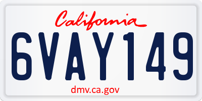 CA license plate 6VAY149