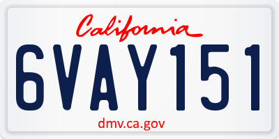 CA license plate 6VAY151