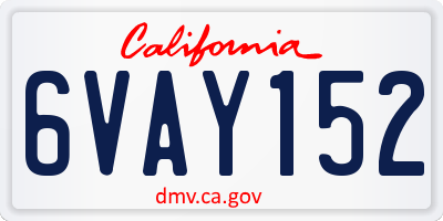 CA license plate 6VAY152
