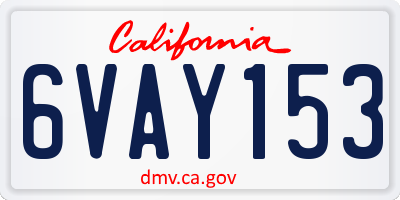 CA license plate 6VAY153