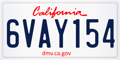 CA license plate 6VAY154