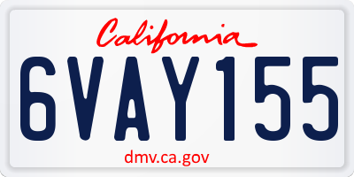 CA license plate 6VAY155