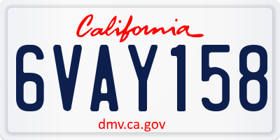 CA license plate 6VAY158