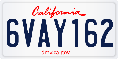 CA license plate 6VAY162