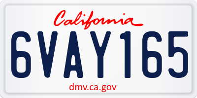 CA license plate 6VAY165