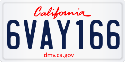 CA license plate 6VAY166