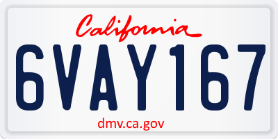 CA license plate 6VAY167