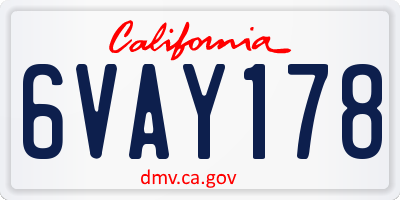 CA license plate 6VAY178